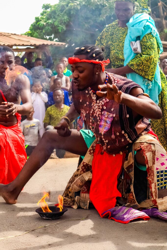 a picture of sango swallowing fire